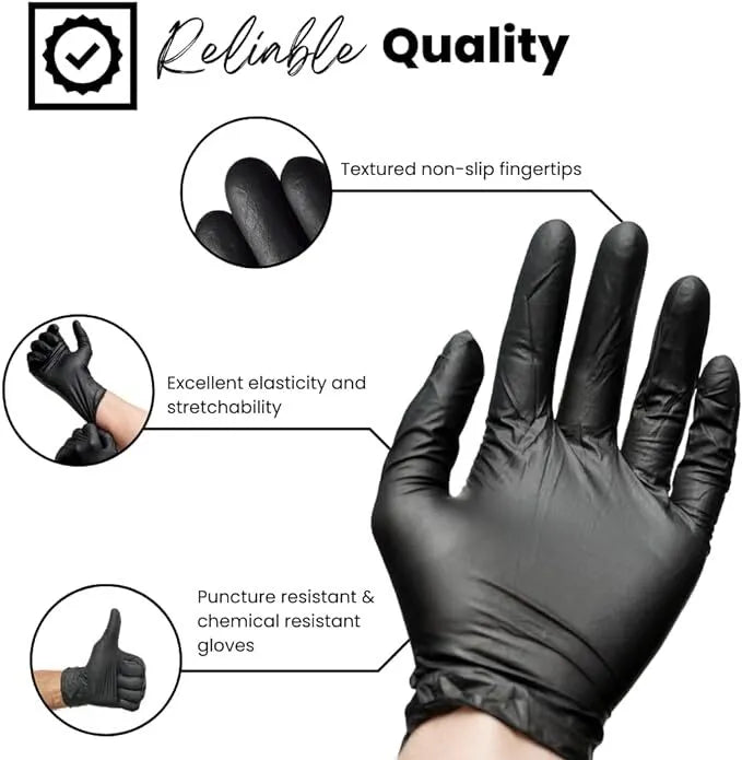 Black Nitrile Disposable Gloves 4 & 5 Mil, Latex & Powder Free